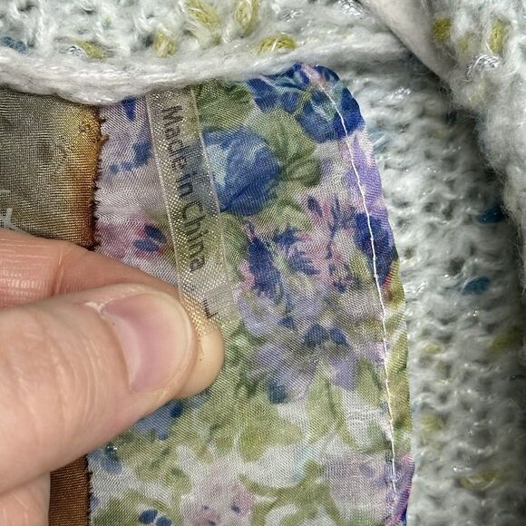 Aratta Silent Journey Open Front Cable Knit Cardigan Size L Large Lace Cuffs - Picture 7 of 16